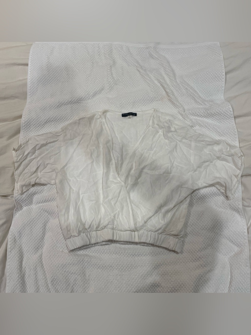 Final Touch White Surplice Crop Top Size M Made in USA